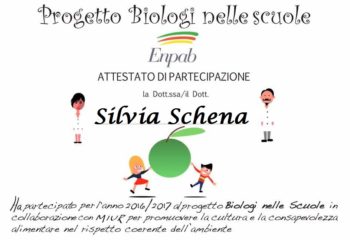 Attestao partecipazione progetto Biologi nelle Scuole Silvia Schena